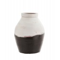 madam stoltz vase rustique gres marron blanc