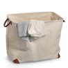 panier a linge gain de place compacte rectangulaire tissu beige zeller