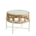 table basse retro ronde rotin bambou verre metal blanc madam stoltz