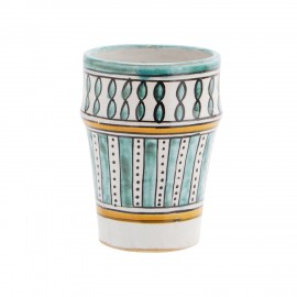 tasse a the marocaine beldi gres bleu peint a la main madam stoltz