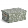 boite rangement coton decorative tissu imprime vert feuilles zeller