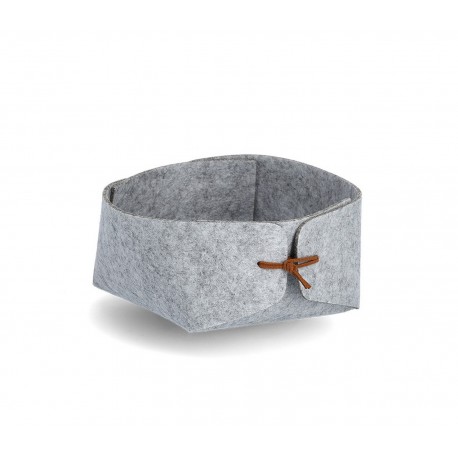 panier rond feutre gris clair rangement maquillage zeller