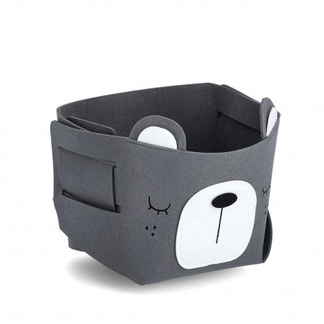 panier rangement enfants feutrine grise ours