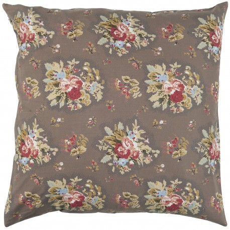housse de coussin marron fleuri coton ib laursen