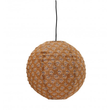 suspension boule coton imprime marron motif madam stoltz