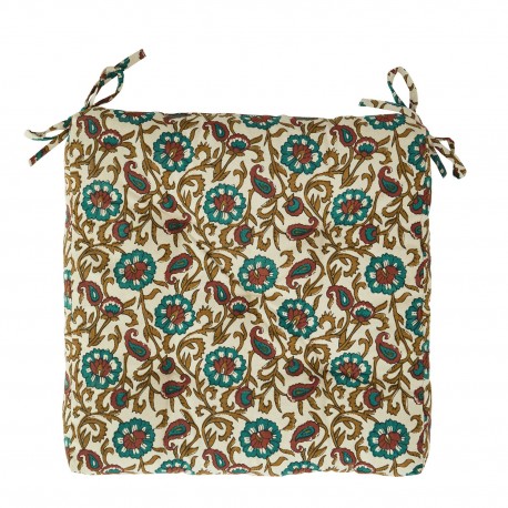 galette de chaise fleurie hippie vert jaune madam stoltz