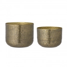 cache pot dore aluminium texture chic bloomingville constance set 2