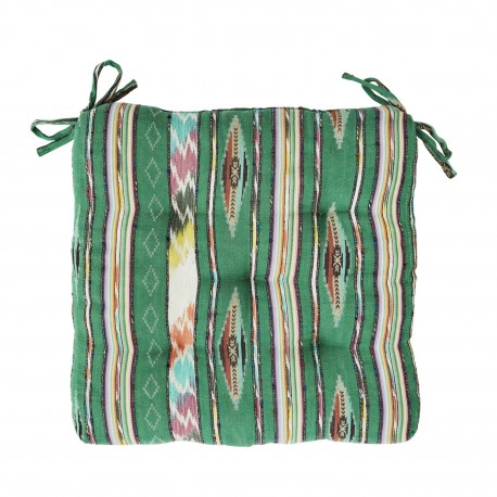 coussin de chaise vert ikat motif tisse madam stoltz