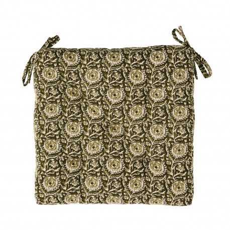 coussin de chaise imprime ornement floral vert madam stoltz