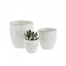 pot de fleur gres blanc motif decoratif cactus madam stoltz