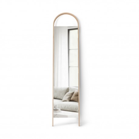 grand miroir a poser cotre mur bois clair design umbra bellwood