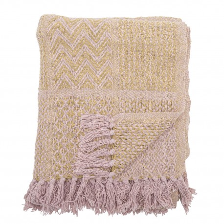 plaid coton recycle rose jaune bloomingville rodion