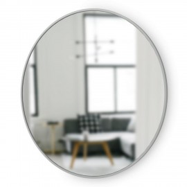 umbra hub tres grand miroir mural rond caoutchouc gris 358370-918