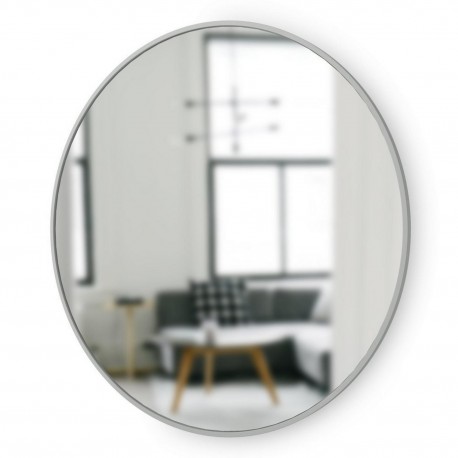 umbra hub tres grand miroir mural rond caoutchouc gris 358370-918