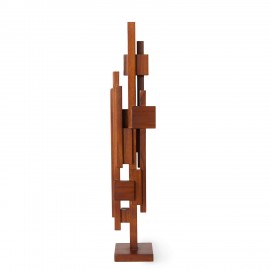 sculpture abstraite bois fonce brutalisme hk living skyline m