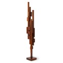 grande sculpture abstraite brutalisme bois fonce skyline l