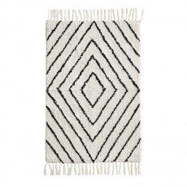 petit tapis moelleux coton imprime blanc noir madam stoltz