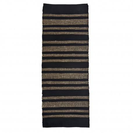 tapis de couloir noir raye jonc de mer madam stoltz