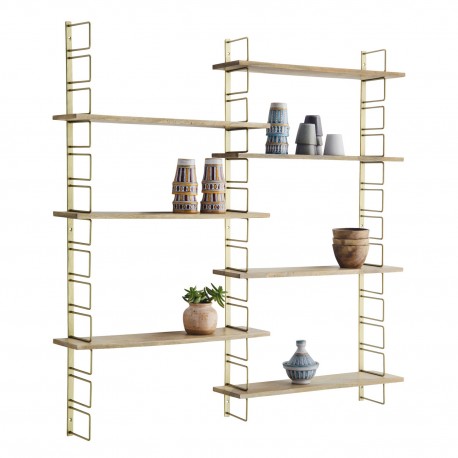 etagere murale modulable laiton bois manguier madam stoltz