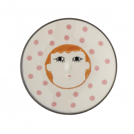 petite assiette peinte a la main visage femme fantaisie bloomingville