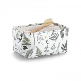 corbeille tissu fleuri imprime vert rangement salle de bains zeller