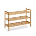 etagere rangement chaussures 3 niveaux bois bambou zeller