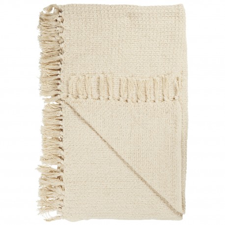 plaid nid d abeille gaufre creme ecru franges ib laursen