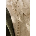 plaid nid d abeille gaufre creme ecru franges ib laursen