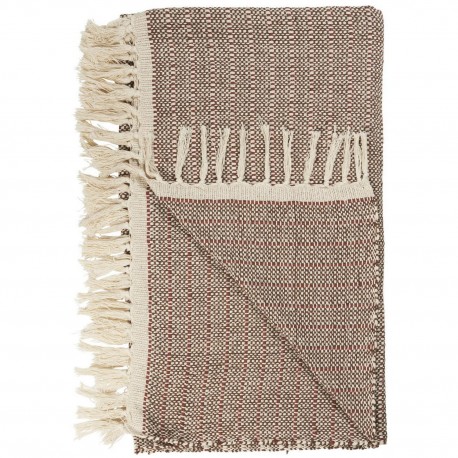 plaid chic brun naturel coton franges ib laursen