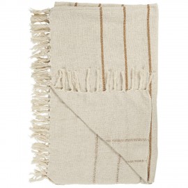 plaid coton blanc ecru rayé naturel franges ib laursen