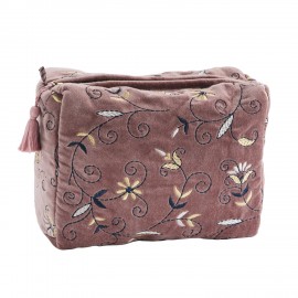 trousse de toilette cosy velours fleuri rose madam stoltz