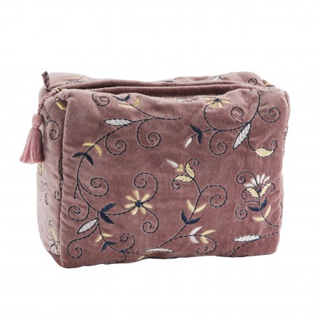 trousse de toilette cosy velours fleuri rose madam stoltz