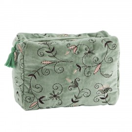 trousse de toilette feminine velours floral vert madam stoltz