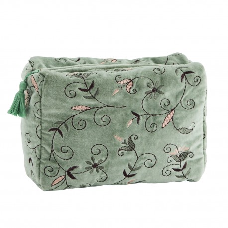 trousse de toilette feminine velours floral vert madam stoltz