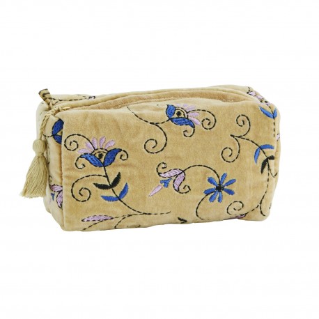 trousse a maquillage velours brode jaune madam stoltz