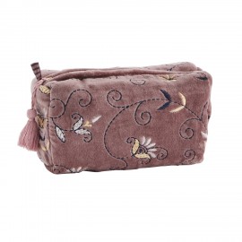 trousse a maquillage rose floral velours feminine madam stoltz