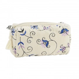 trousse a maquillage feminine velours blanc floral madam stoltz
