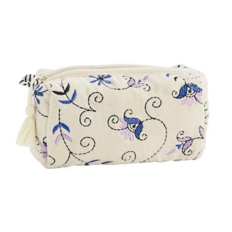 trousse a maquillage feminine velours blanc floral madam stoltz