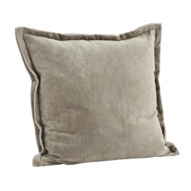 housse de coussin velours gris uni madam stoltz 45 x 45 cm