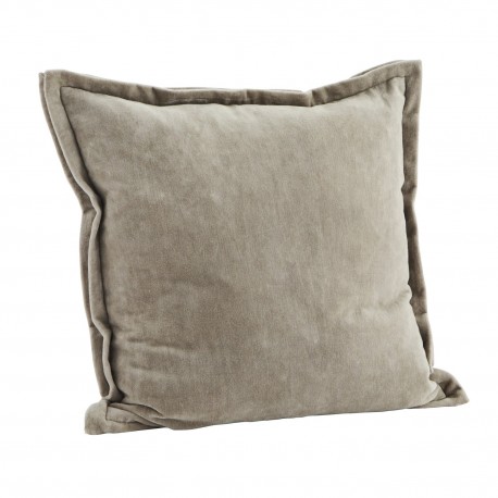 housse de coussin velours gris uni madam stoltz 45 x 45 cm