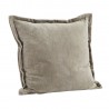 housse de coussin velours gris uni madam stoltz 45 x 45 cm