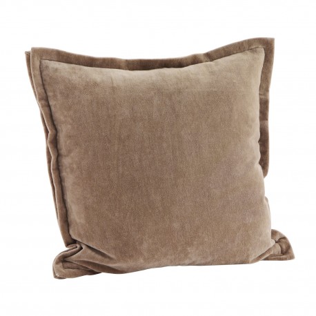 housse de coussin marron clair uni velours madam stoltz