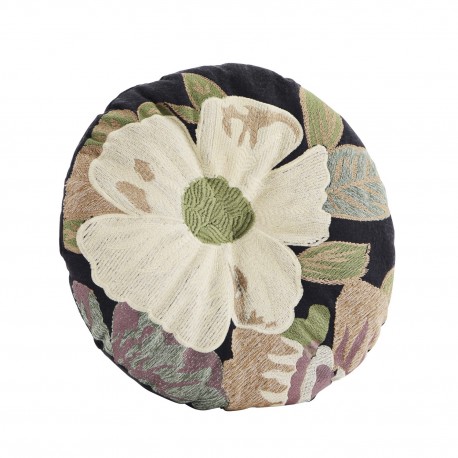coussin rond brode grosse fleurs madam stoltz