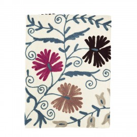 jete de lit canape brode coton blanc fleurs multicolores madam stoltz