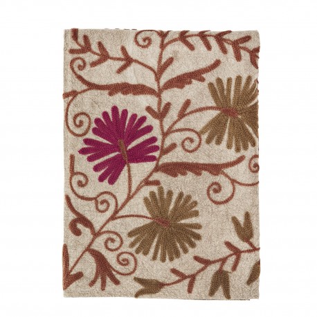 couvre lit brode persan beige rose madam stoltz suzani