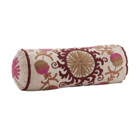 coussin traversin brode persan beige rose madam stoltz