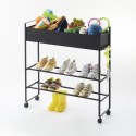 rangement a chaussures design metal noir roulettes yamazaki tower