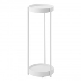 porte plante rond deux etages blanc acier design yamazaki