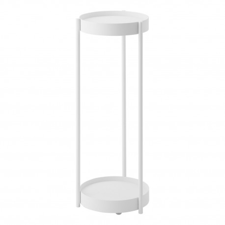 porte plante rond deux etages blanc acier design yamazaki