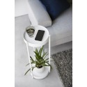 porte plante rond deux etages blanc acier design yamazaki